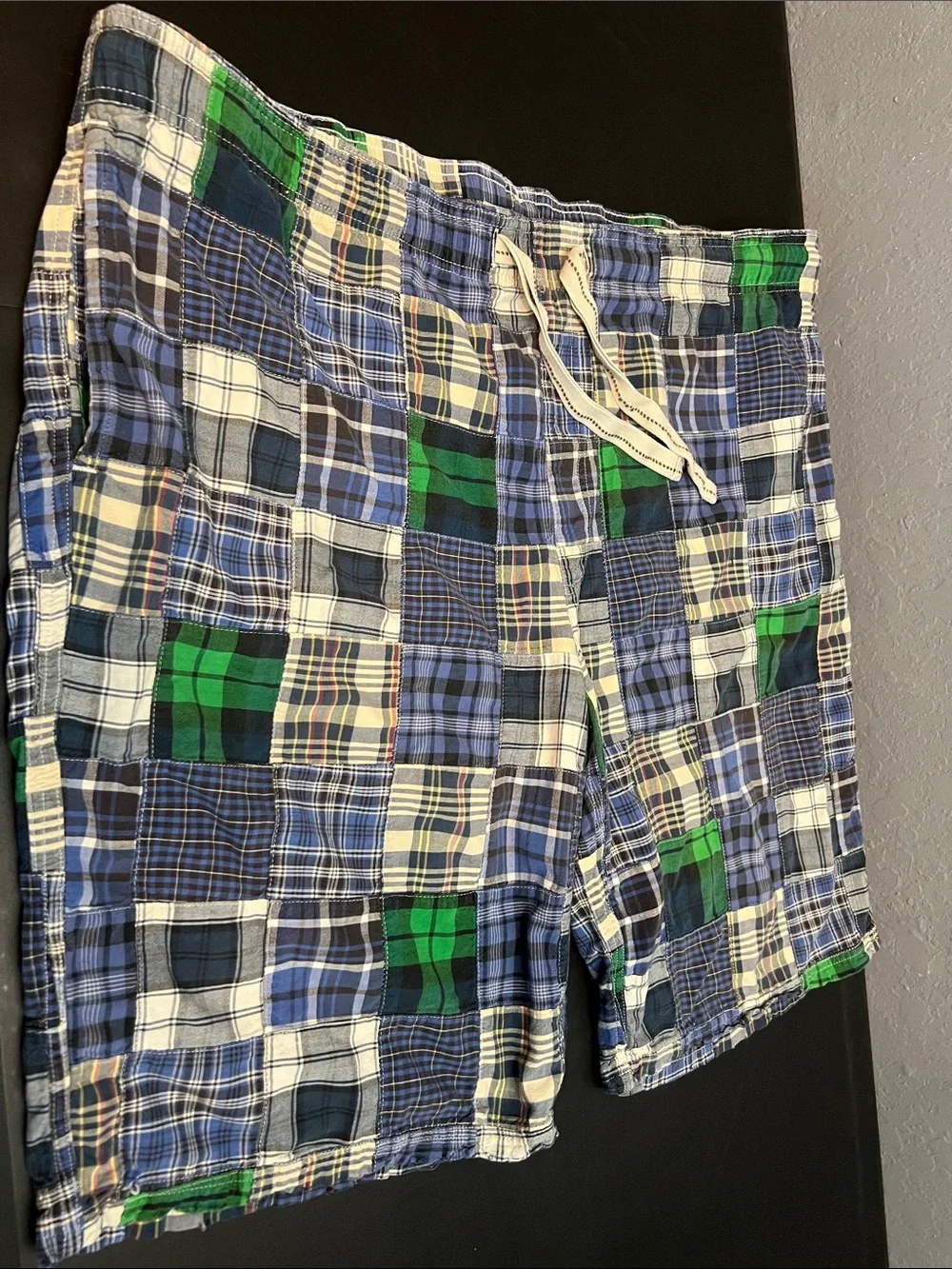 American Eagle Outfitters Patchwork Plaid Shorts - Blue & Green